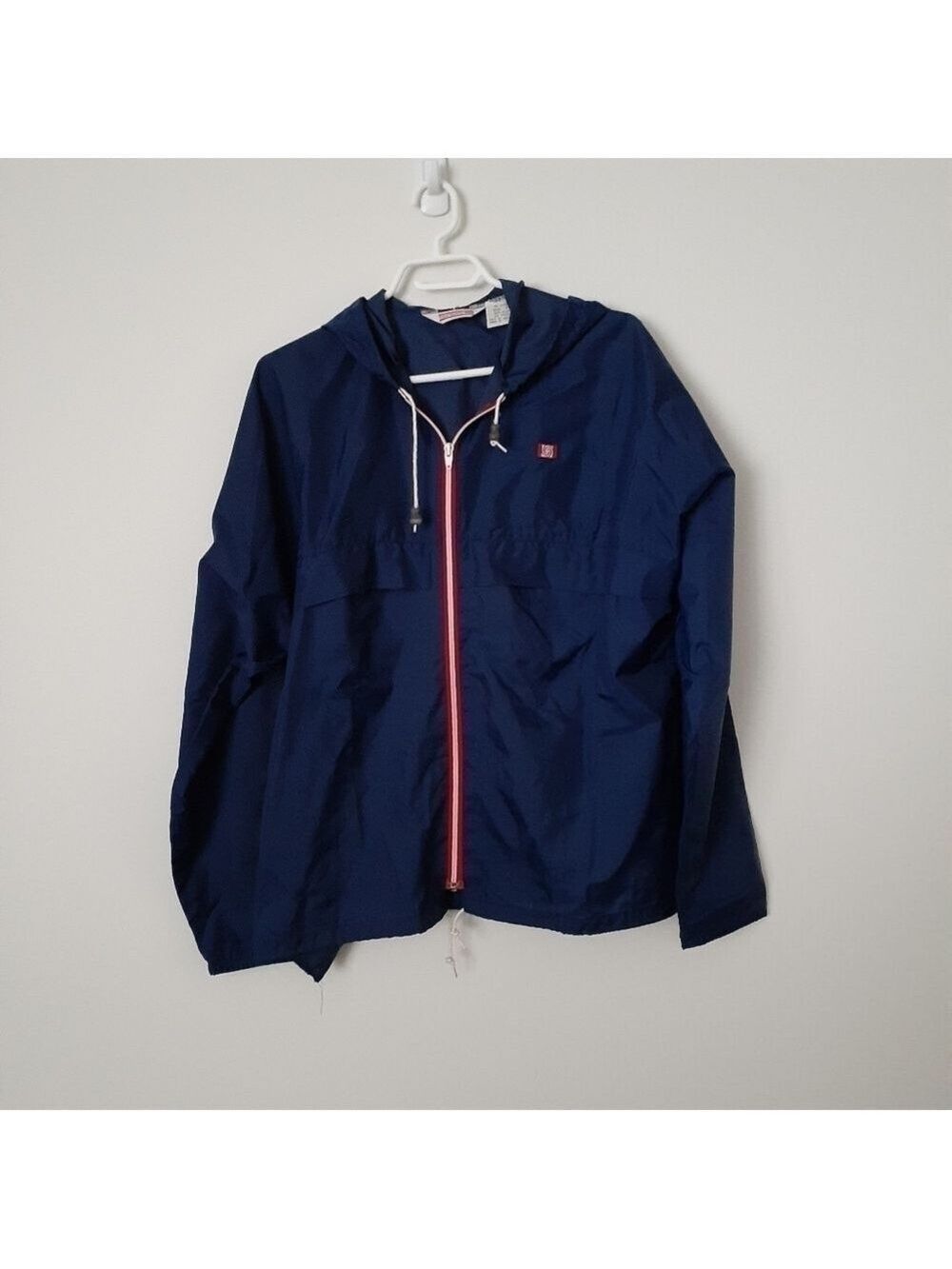 Free Spirit Vintage Nylon Windbreaker Navy Blue Red White L XL